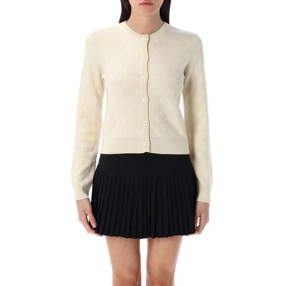 MARINE SERRE Sweaters - MARINE SERRE All-Over Moon Jacquard Knit Cardigan Women OFF WHITE Sweaters &